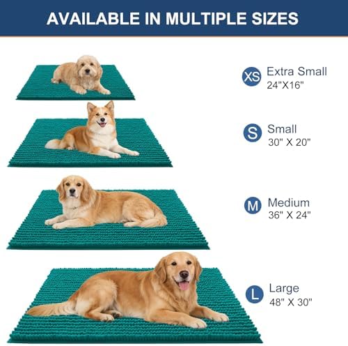 OLANLY Dog Door Mat for Muddy Paws 36x24, Extra Absorbent Chenille Mud Mat