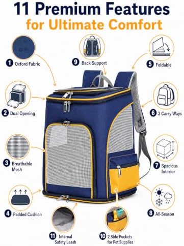 Pet Backpack Carrier for Cat Small Dog Puppy Hiking Travel Carrying Bag