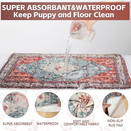 Washable Thickened Pee Pads for Dogs, 4 Pack (18"x24") Upgrade Reusable Puppy Pads with Non-Slip Rug, Super Absorbent Leakproof Puppy Training & Whelping Pads for Dogs, Doggie