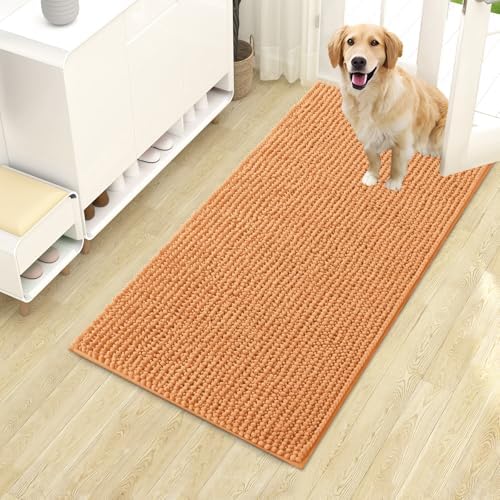 OLANLY Dog Door Mat for Muddy Paws 44x24, Extra Absorbent Chenille Mud Mat