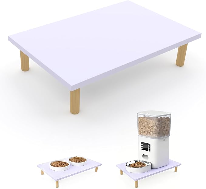Wooden Elevated Cat Food Stand – Raised Pet Feeding Table for Cats and Dogs, Compatible with Most Bowls & Automatic Feeders, Solid Wood Pet Food Platform S(11.8 * 7.9 in