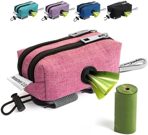 Dog Poop Bag Holder for Leashes and Treat Holder with 2 Waterproof Pouches