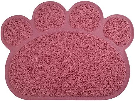 DM Paw-Shaped Large Cat Litter Box Mat, 23.5x17.5 Inches (Oldrose)