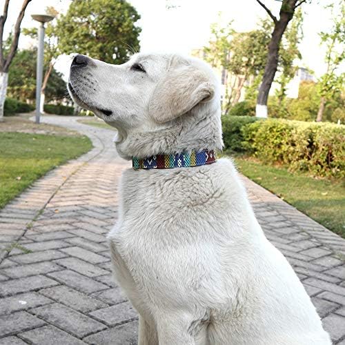 Customized Nylon Dog Collar, Personalized Dog Collar Engraved with Name and Phone Number,Adjustable ID Dog Collar with Quick-Release Buckle-(Speckle-Blue,S)