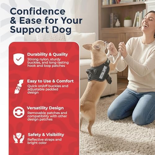 Industrial Puppy Emotional Support Vest Harness, XS 16.5-21.5 in, Black
