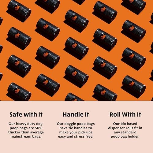 Tuff Pets Dog Poop Bags Rolls with Handles, Extra Thick Poop Bags for Dogs