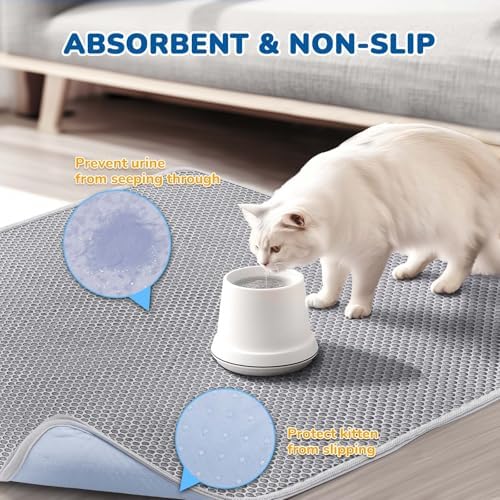 BurgeonNest Cat Litter Mat 47" x 35" XL, Washable Urine-Proof Non-Slip Gray
