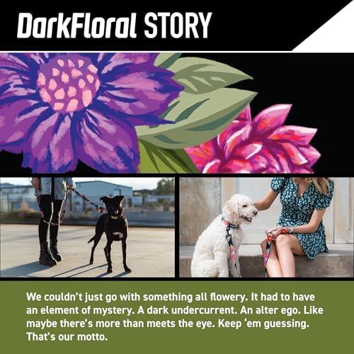 Wolfgang Heavy Duty, Adjustable Dog Collar with Quick Release Nylon Buckle for Walking & Training, DarkFloral Print, Medium