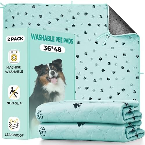 Fostanfly Washable Pee Pads for Dogs, Leak-Proof, 36"x48"-2 Pack, Green