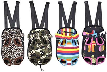 Pet Dog Puppy Cat Carrier Five Holes Backpack Double Shoulder Straps Canvas Cotton Front Chest Backpack Bag(Camouflage, Large)