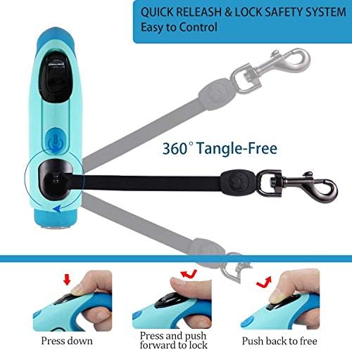 Retractable Dog Leash with LED Flashlight, 16 ft Dog Safety Walking Leashes for Small Medium Large Dogs up to 110 lbs,Tangle Free, Anti-Slip Comfort Grip (Large- 16 ft up to 110 lbs, Blue)