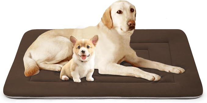 Dog Bed Soft Dog Crate Bed Pad Mat, 48 in Non Slip Bottom Washable Beds for Extra Large Dogs, Pet Bed Mattress Kennel Pad, Dark Brown