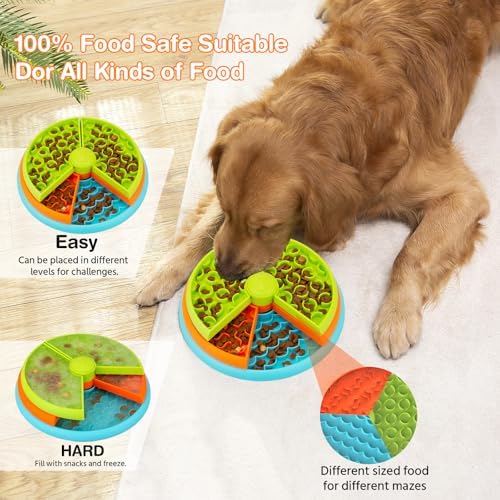 Atdoall Slow Feeder Dog Bowl, 3-Level Interactive Dog Puzzle Feeder