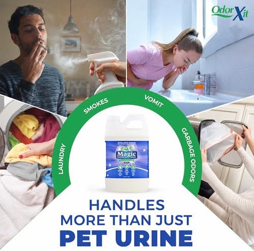 OdorXit Magic Air Odor Neutralizer Spray, Powerful Dog & Cat Urine Odor Neutralizer, Safe Air Refresher for Home, Safe Odor Absorber for Pet, Closet & Any Strong Odor Remover, 64oz