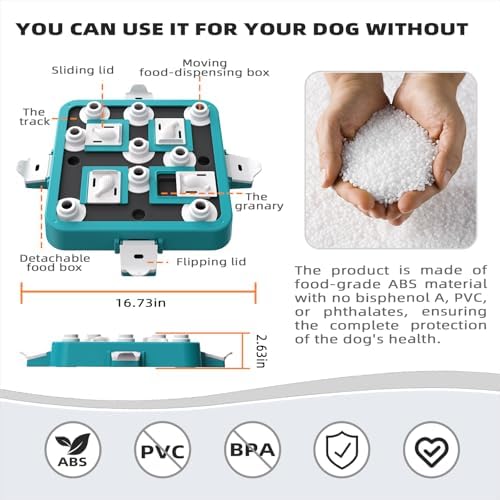 Dog Puzzle Toy Mental Stimulation - Level 3 in 1 Dogs Food Feeder Puzzle, Dog Treat Puzzle Feeder (Advanced-Mars Green Board)