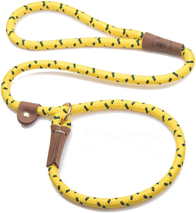 Mendota Pet Slip Leash - Dog Lead and Collar Combo - Made in The USA - Hi-Viz Yellow, 1/2 in x 4 ft - for Large Breeds