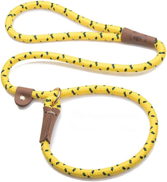 Mendota Pet Slip Leash - Dog Lead and Collar Combo - Made in The USA - Hi-Viz Yellow, 1/2 in x 4 ft - for Large Breeds