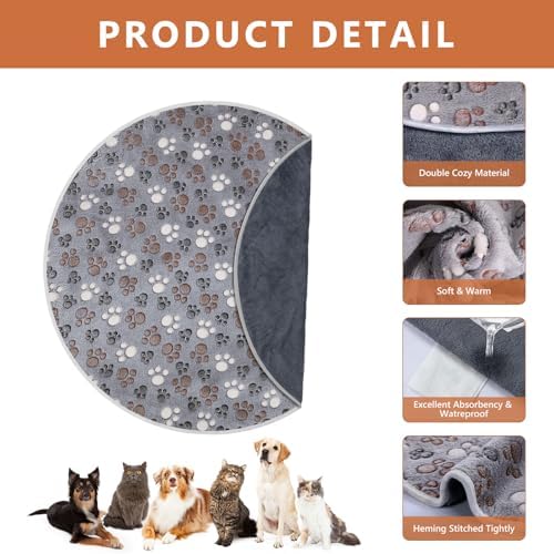 4 Pack Washable Whelping Pad Whelping Supplies Absorbent Reusable Puppy Training Pads Reusable Dog Mat for Floor Non Slip Washable Pee Mat for Dogs(Grey,32 Inch)