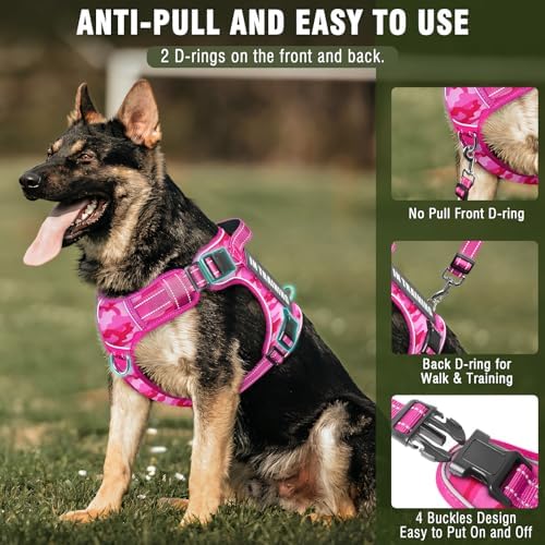 Tactical Dog Harness and Leash Set with 10 Patches for Large Dogs