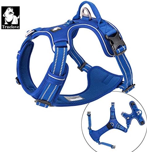 WINHYEPET True Love No Pull Dog Harness Extra Reflective Pet Harness for Small Medium Large Dogs Adjustbale for Running Walking Padded Soft Mesh Vest Easy Control TLH56512(Royal Blue,L)