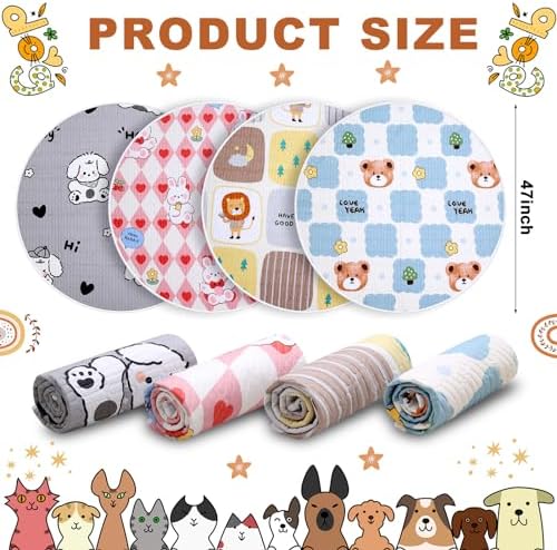 4 Pack Whelping Pads for Dogs, Round Whelping Pads Washable and Waterproof ,Reusable Pet Pee Pads Puppy Training Pad Whelping Floor Pad Whelping Supplies for Dogs (48’‘, Round,Multicolor)