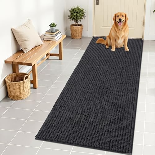 OLANLY Dog Door Mat for Muddy Paws 70x24, Extra Absorbent Chenille Mud Mat