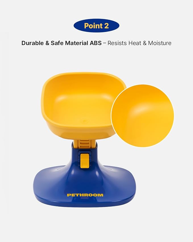 Well Fit Elevated Dog Bowl Stand, Yellow & Blue | Adjustable Height 4.5–7.4 in with 0–22° Tilt, Stable Non-Slip Feeding Stand for Dogs & Cats, Bowl Not Included