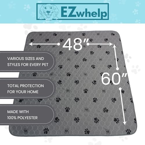 EZwhelp Reusable Quick-Dry Pee Pads, Waterproof Non-Slip 48x60 in, 2 Pack