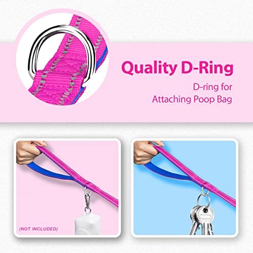 PHOEPET 5 Feet Dog Leash - Dual-Side Reflective - Soft Padded Handle
