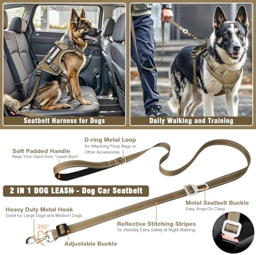 Tactical Dog Harness and Leash Set Medium Sized Dog+10 Dog Patches
