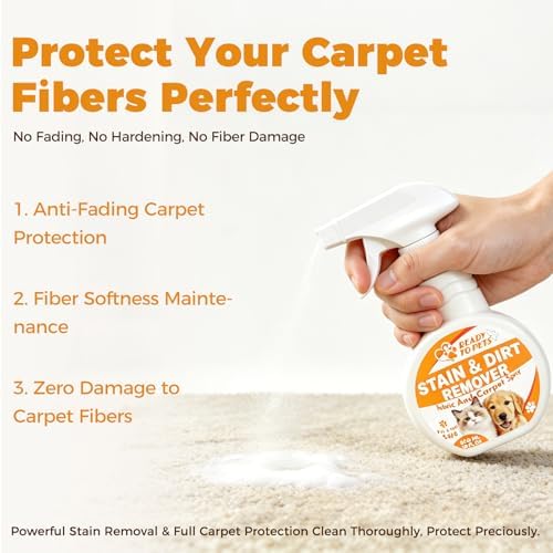 Carpet Stain Remover – Dog & Cat Urine, Poop & Vomit Cleaner – Fabric Spray for Rugs, Bed Sheets, Curtains, Sofas, Upholstery & Car Floor