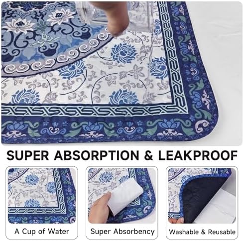 Washable Pee Pads for Dogs 2 Pack,35"x35" Waterproof Non-Slip Reusable Puppy Pad with Fast Absorbent,Leakproof Whelping Pads for Pet Housebreaking (Indigo Blue Medallion, 35"x35"(Pack of 2))