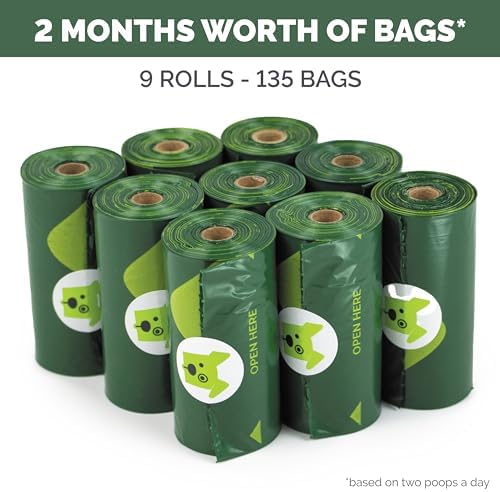 Tuff Mutt Dog Poop Bags, 9 Rolls with 15 Bags Each