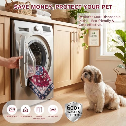 Washable Reusable Dog Pee Pads for Cats 2 Pack Waterproof Non-Slip