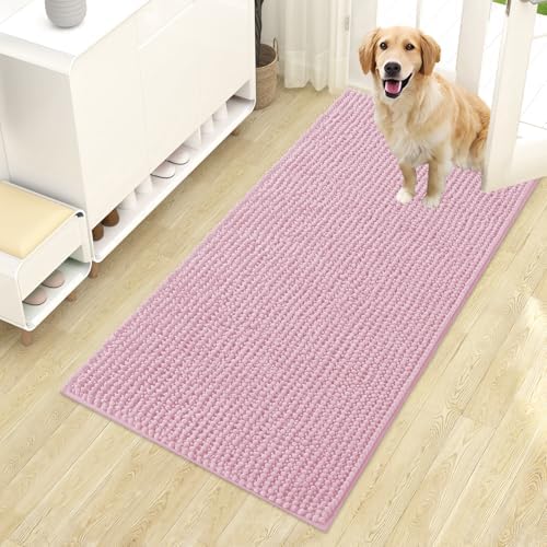 OLANLY Dog Door Mat for Muddy Paws 44x24, Extra Absorbent Chenille Mud Mat