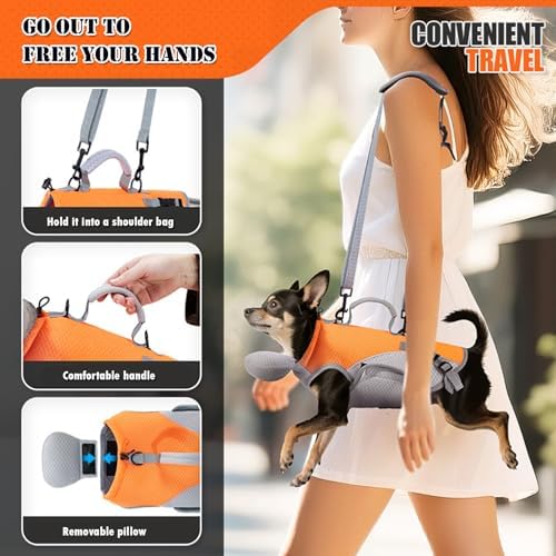 BAMY 2 in 1 Cat Shoulder Carrier, Outdoor Small Dog Harness and Leash, Cats Sling Carrier Bag, Breathable Pet Travel Carriers (M (Chest circuitference 12.5"-18"))