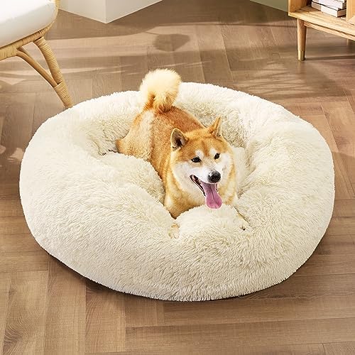 Bedsure Calming Dog Bed Medium Size Dog Donut Washable Pet Bed,30ins