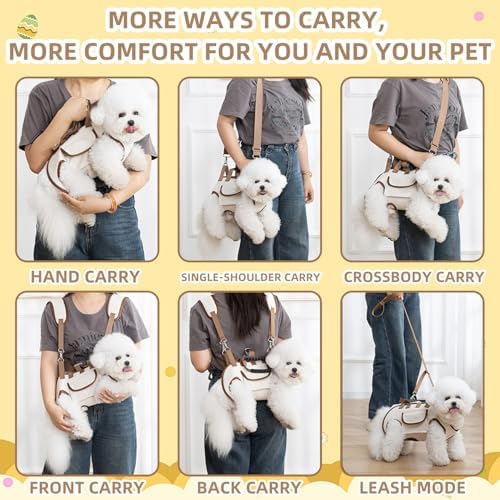 Dog Carrier Backpack for Small Pets, Breathable Detachable Travel Pet Bag with Adjustable Straps, Portable Hands-Free Dog Cat Carrier Backpack for Hiking, Walking & Camping (S)