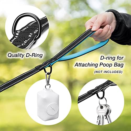 PHOEPET 5 Feet Heavy Duty Dog Leash - Reflective - Soft Padded Handle