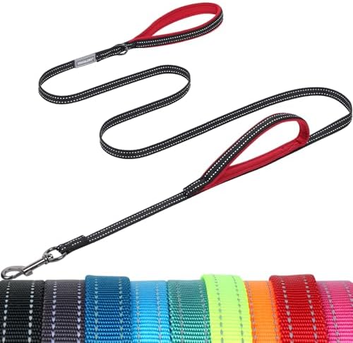 VIVAGLORY Double Handle Dog Leash Twingrip, 4ft x 1/2in, Black