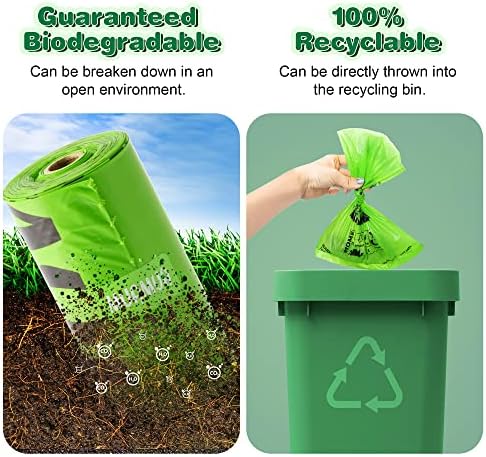 Biodegradable Dog Poop Bags 300 Count, 20 Rolls, Recyclable Waste with Dispenser, Large 9 x 13 Inches, Extra Thick, Leak Proof for Dogs and Cats