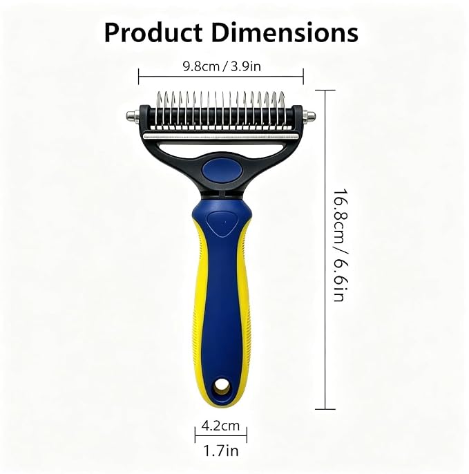 2-in-1 Pet Grooming Comb, Undercoat Rake & Deshedding Brush for Dogs&Cats | Safely remove loose undercoat & mats . reduces shedding by 95% without hurting skin. Ideal for medium & long hair pets，blue