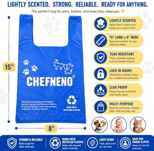 Cat Litter Waste Bags (500 ct., Blue) Bulk Dog Poop Bags with Easy Tie Handles Fresh Powder Scented Doggy Poop Diaper Bag Disposable Sanitary Pad Waste Bags (500 Bags)