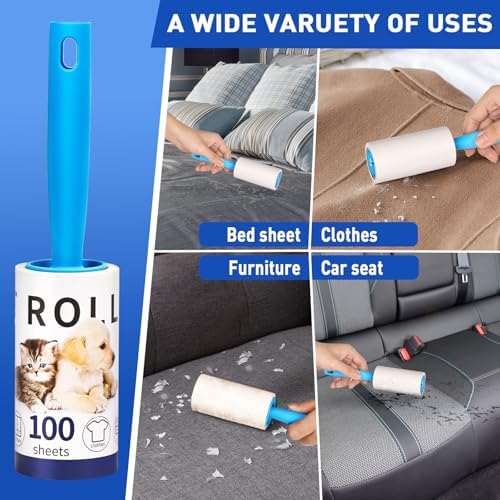 Lint Rollers for Pet Hair Remover, 600 Sheets Mega Value Set, 3 Handle with 6 Extra Sticky Lint Rollers for Pet Hair Removal, Dog and Cat Lint Remover for Clothes, Furniture, Carpet