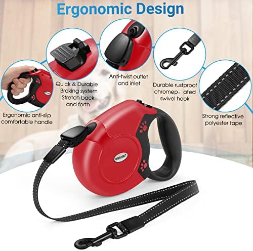 360°No Tangle 26 Ft Retractable Dog Leash for Dogs up to 99lbs