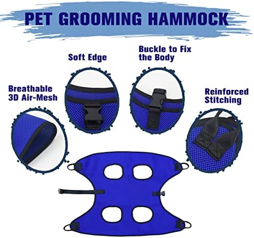 Pet Dog Grooming Hammock for Nail Trimming,Dog Restraint Hanging Harness for Nail Clipping,Dog Grooming Sling for Large Dogs with Nail Clippers/Nail File/Pet Comb,Claw Care(XXL for 90lb)