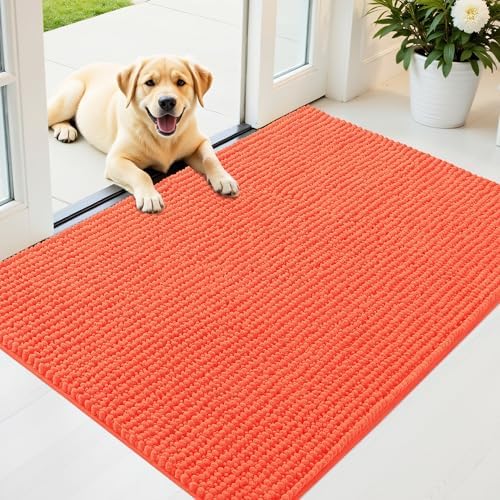 OLANLY Dog Door Mat for Muddy Paws 44x32, Extra Absorbent Chenille Mud Mat
