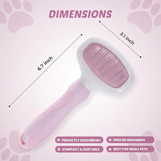 Pink Deshedding Slicker Brush for Long and Short Hair Dogs | Removes Loose Undercoat, Mats and Tangles, Skin Friendly Grooming Comb for Shedding Control on Long and Short Hair