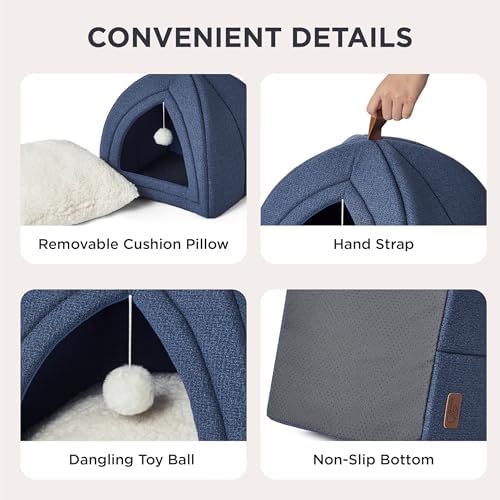 Bedsure 2in1 Cat Beds for Indoor Cats Cave for Kitten with Washable Pillow