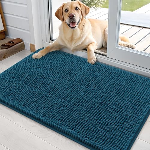 OLANLY Dog Door Mat for Muddy Paws 35x24, Super Absorbent Chenille Mud Mat